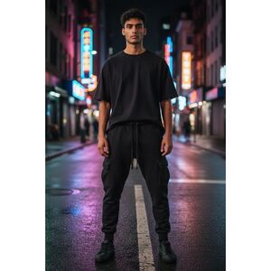 Goodfellow & Co Black Cargo Jogger Sweatpants Men’s Size L Used